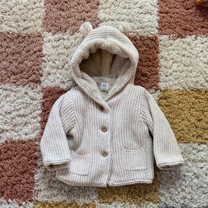 GAP Baby Cream Fleece-Lined Sweater Baby Bear